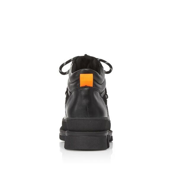 AQUA Womens Black Back 1-1/2" Platform Round Block Heel Leather Hiking Boots 9 M - Picture 2 of 3